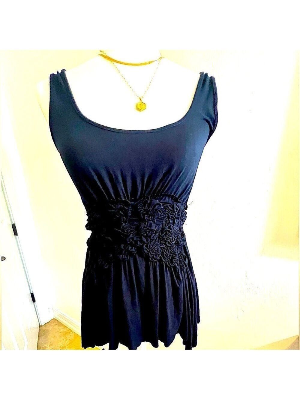 Bailey 44 small stretchy navy blue tank top gathered waist.